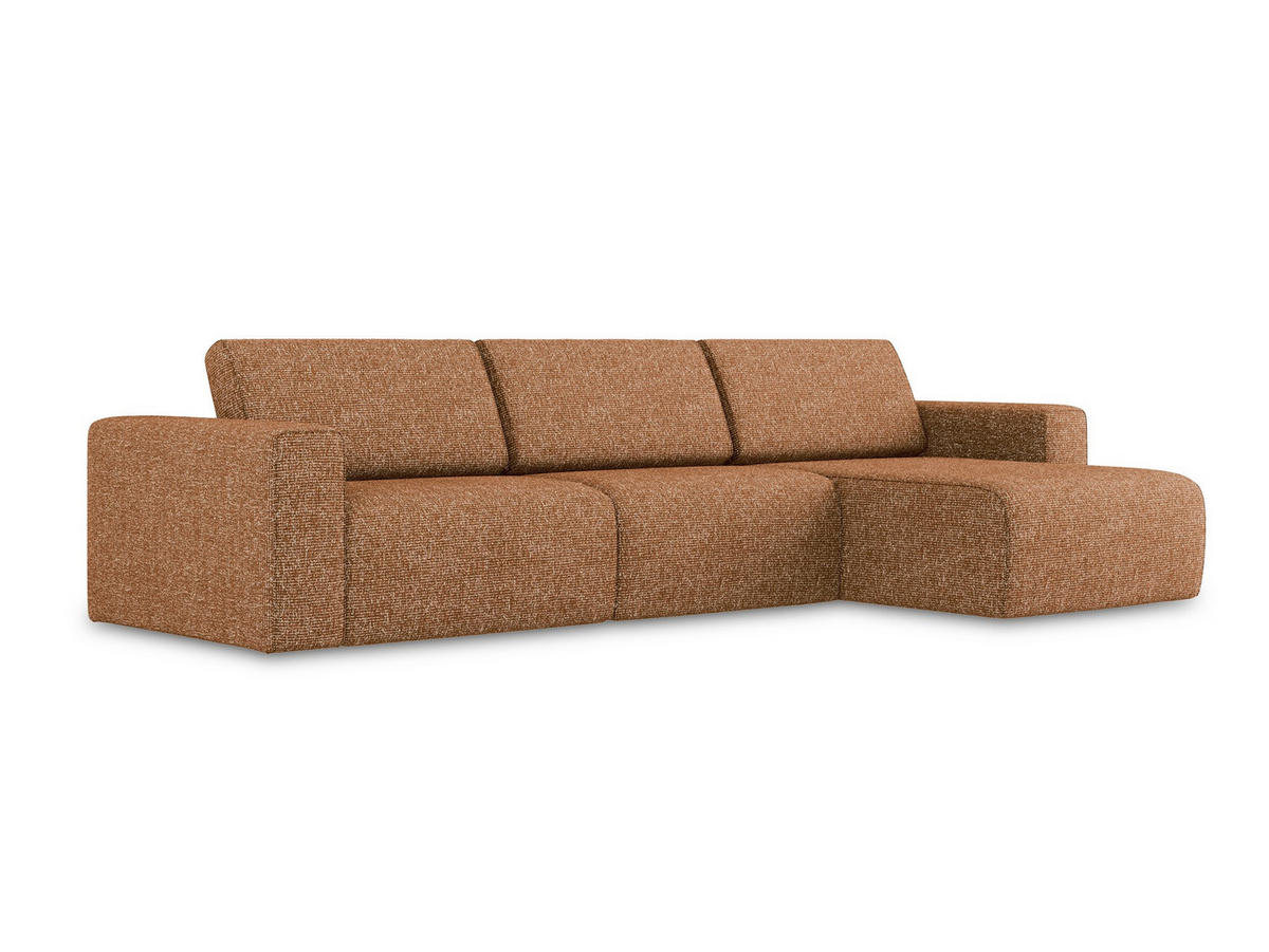 ECKSOFA rechts Strukturstoff Stoff Orange - Terra cotta/Schwarz, Kunststoff/Textil (314/167cm) - Makamii