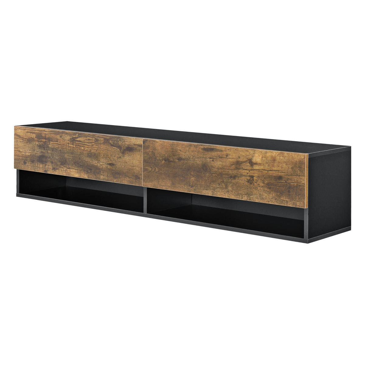 HÄNGELOWBOARD Halmstad - Eichefarben/Schwarz, Holzwerkstoff (140/30/31cm) - [en.casa]