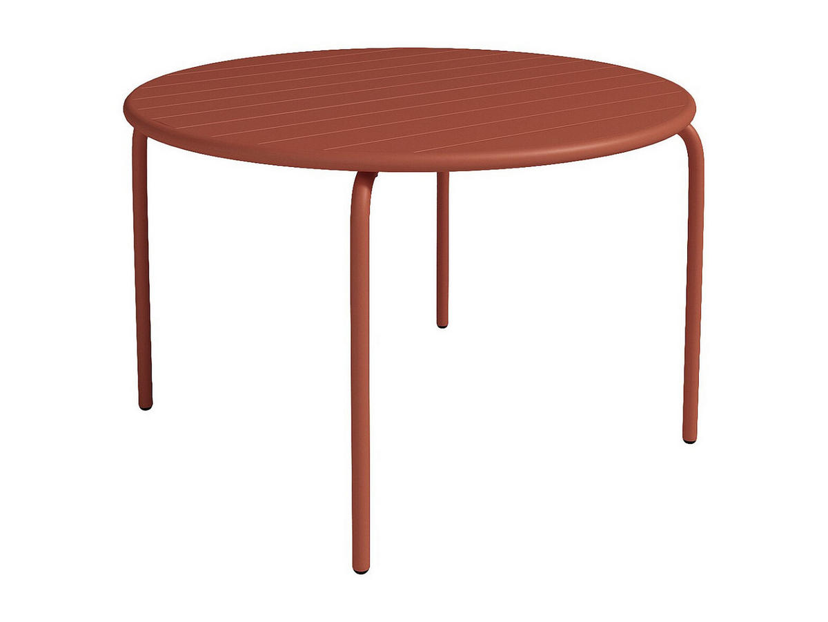 GARTENTISCH rund - D. 110 cm - Metall - Terracotta - MIRMANDE von MYLIA - Braun, Metall (110/110/74cm) - Vente-Unique
