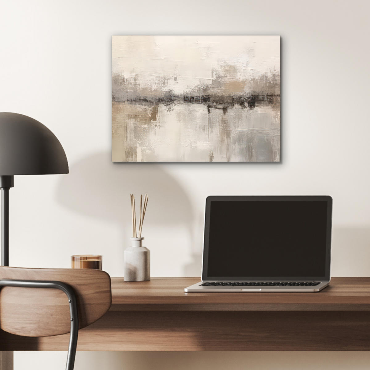 KOVOVÝ OBRAZ Moderné umenie - Abstraktné - Béžové 40x30 cm - béžová, kov (40/30cm) - MuchoWow