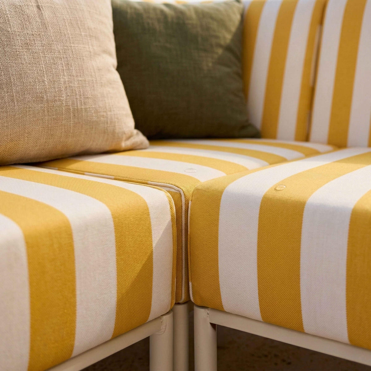 GARTENSOFA mit 6 Sitzplätzen, Gelb - Gelb, Textil - Oviala