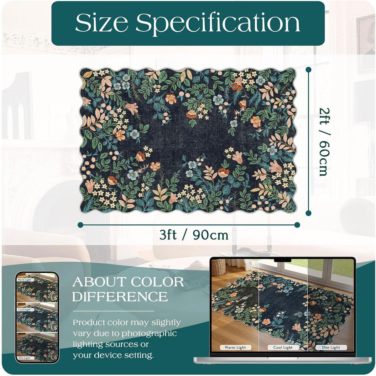 TEPPICH – 60 x 90 cm – Schwarz - Schwarz, Textil (60/90cm)