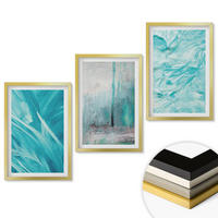 WANDBILDER 3er Set - 40x60 cm Goldrahmen - Abstrakte Muster in Blautönen - Goldfarben, Kunststoff (40/60cm) - ArtPrintCave
