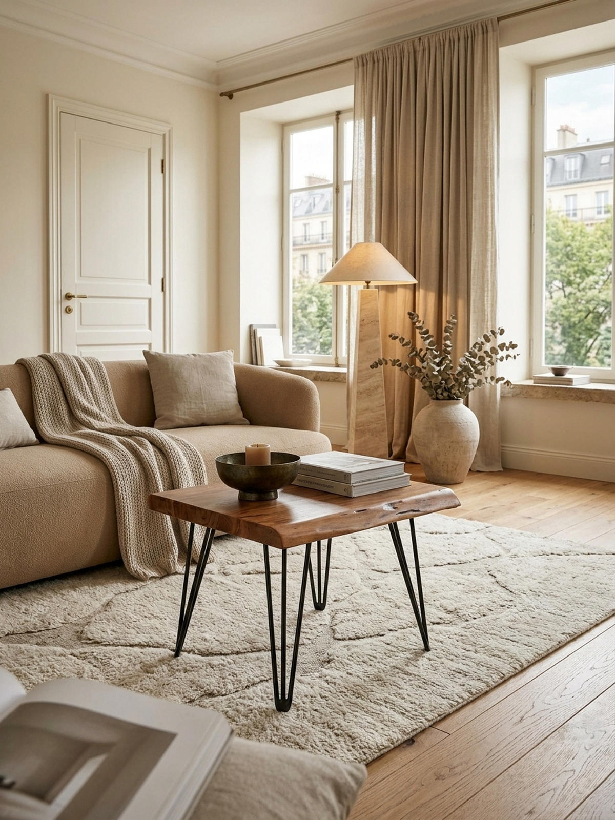 COUCHTISCH Massivholz Sheesham mit Baumkante und Haarnadelbeinen, Stil Natürlichkeit - Schwarz/Braun, Holz/Metall (51/56/38cm) - KADIMA DESIGN