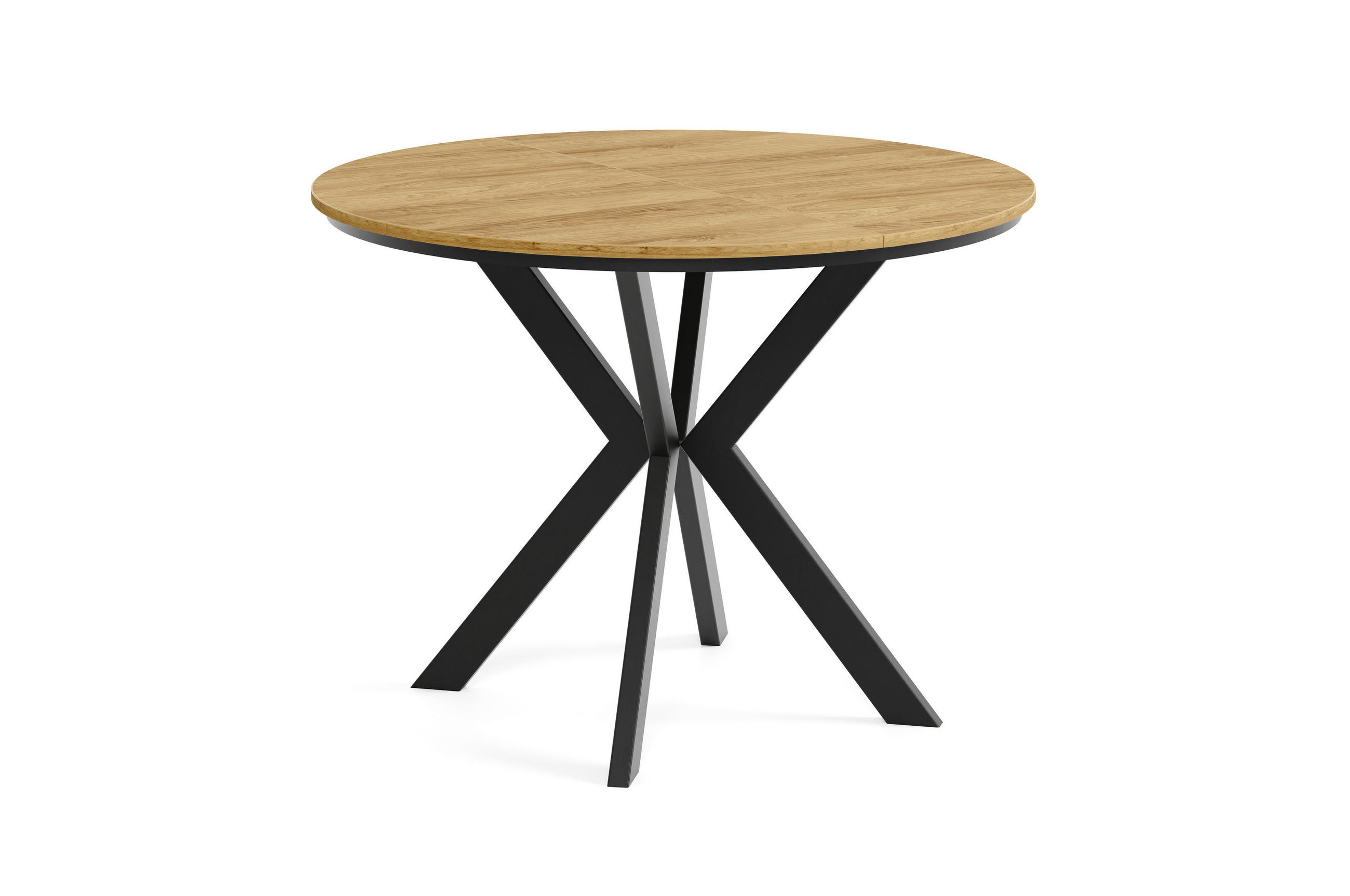 Meblini Esstisch Hellbraun, Schwarz 90x76x90 cm