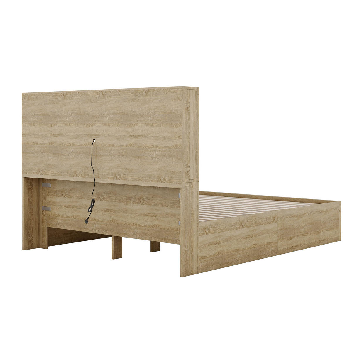 POLSTERBETT aus Spanplatte 160x200 cm in Natur mit USB & Stauraum - Naturfarben, Holzwerkstoff (160/200cm) - Modfu