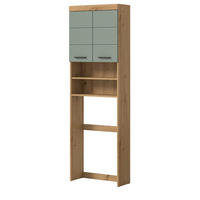 WASCHMASCHINENSCHRANK Salbei grün, Eiche Artisan 63 x 191 cm, Überbau mit 6 Fächern - Salbeigrün/Schwarz, Holzwerkstoff/Kunststoff (63/191/24cm) - Inn.Furn
