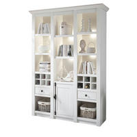 BUFFET weiß Pinie Landhaus, Buffetschrank mit Weinregal 147 x 207 cm - Anthrazit/Weiß, Holzwerkstoff/Metall (147/207/45cm) - Furn.Design