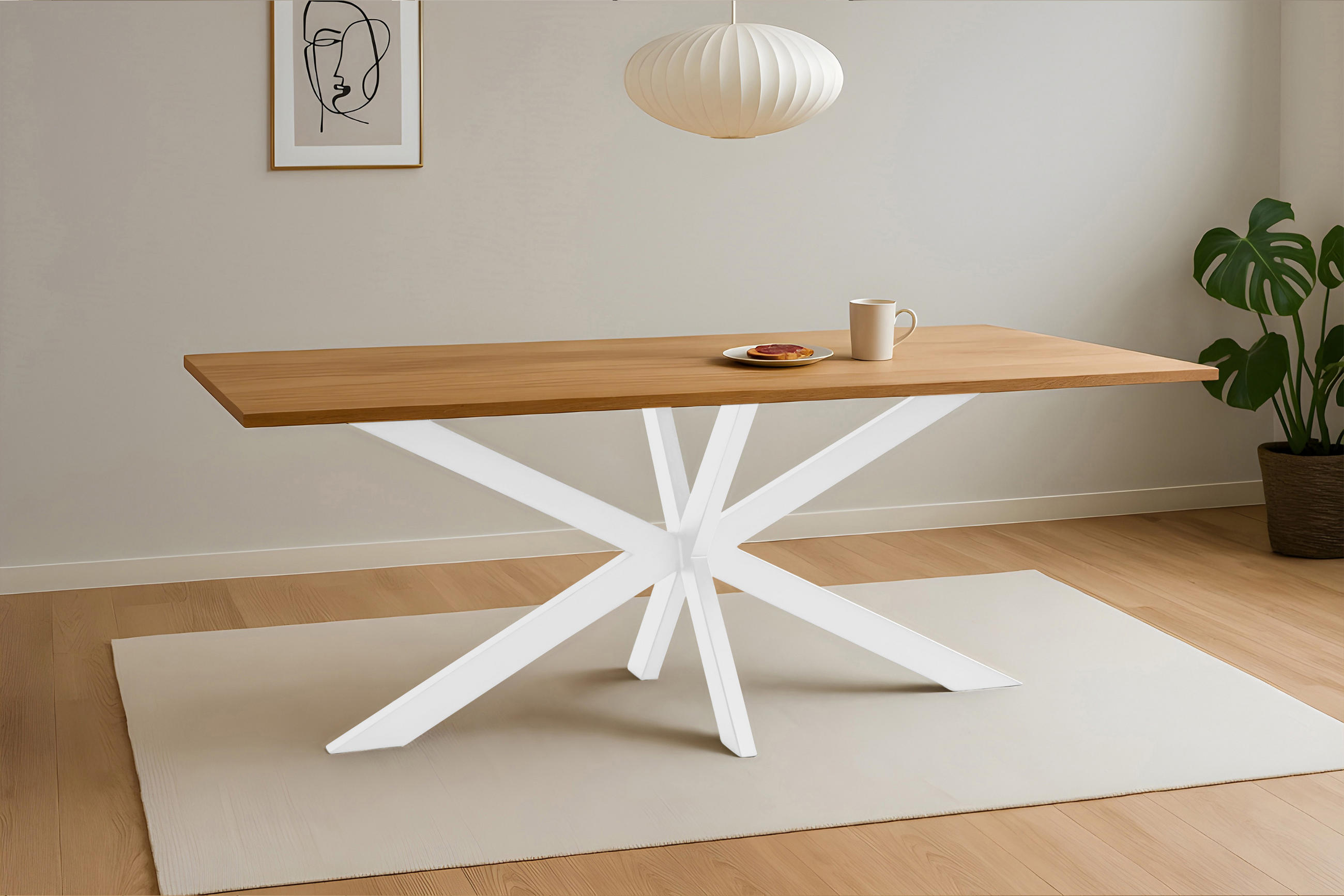 SAM Esstisch Beige, Weiß 200x77x100 cm