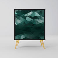 SIDEBOARD POLYGONAL FLOATING, Schwarz, 57,5x42x75,5 cm, Goldfarbene Metallfüße - Goldfarben/Multicolor, Holzwerkstoff/Metall (57.5/75.5/42cm) - SpaceRebels