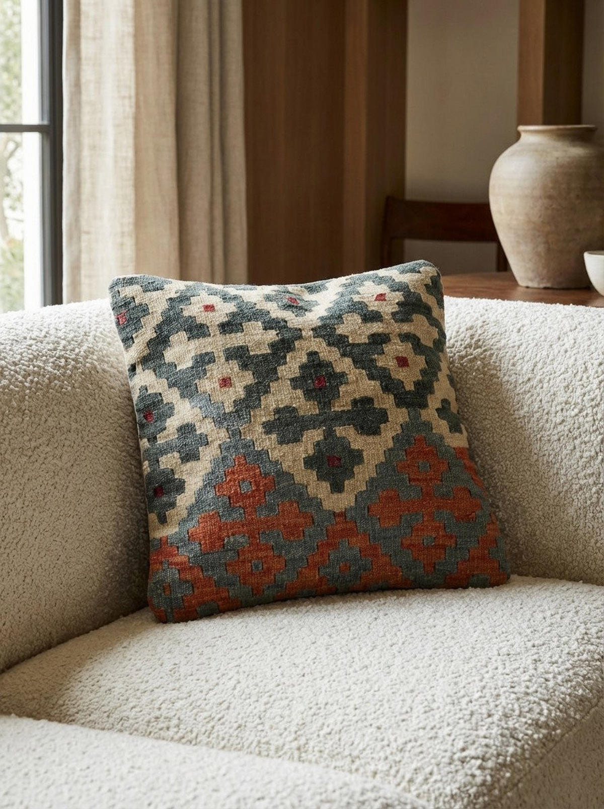 KISSEN Kelim Bunt 50/50 cm Schurwolle - Multicolor, Textil (50/50cm) - Looma