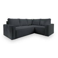 ECKSOFA ESTANO R-S Graphitfarben Kordstoff mit Schlaffunktion - Graphitfarben, Holz (230/158cm) - MASSENO