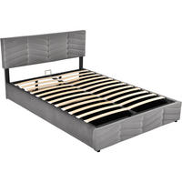 POLSTERBETT aus Samt 140x200 cm in Grau mit Bettkasten & verstellbarem Kopfteil - Grau, Textil (140/200cm) - Modfu