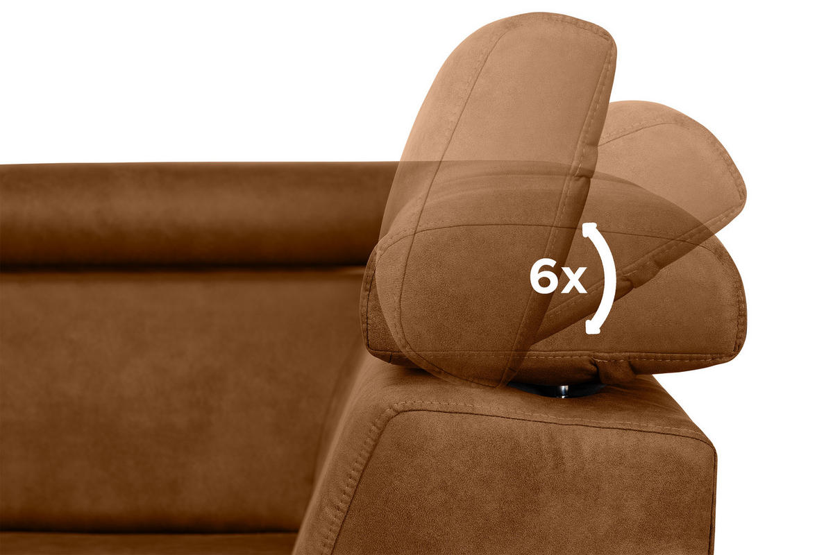SCHLAFECKSOFA RATLO links 4/5-Sitzer mit Bettkasten, orange - Silberfarben/Orange, Textil (270/190cm) - KONSIMO®