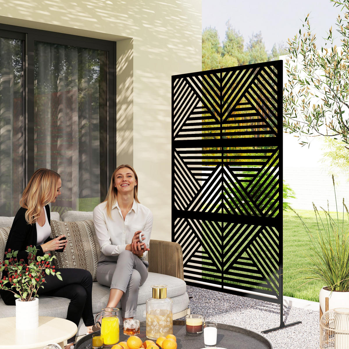 SICHTSCHUTZ-RANKGITTER,DEKORATIV für Kletterpflanzen 122x45x198cm,schwarz - Schwarz, Metall (122/198cm) - Vallsero