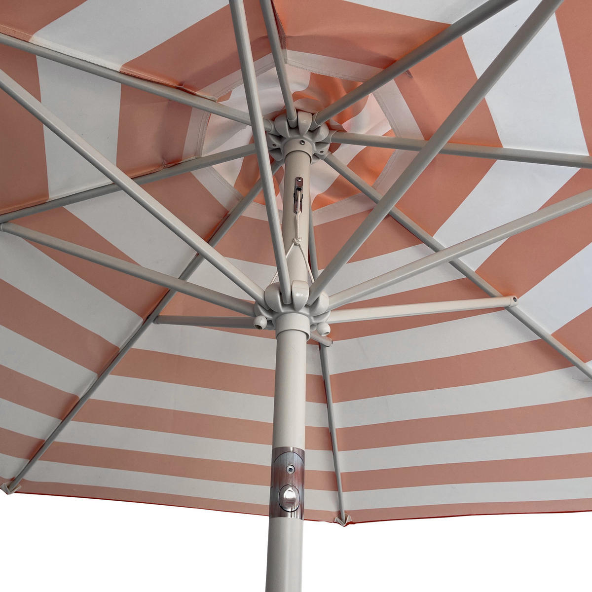 SONNENSCHIRM Bandol Orange und Weiß gestreift Ø 2,70 m - Orange, Textil (270/270cm) - Happy Garden