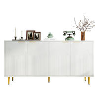 SIDEBOARD 160/40/80 cm mit 4 Türen in Weiß mit goldfarbenen Griffen - Weiß, Holzwerkstoff (160/80/40cm) - BEAOK