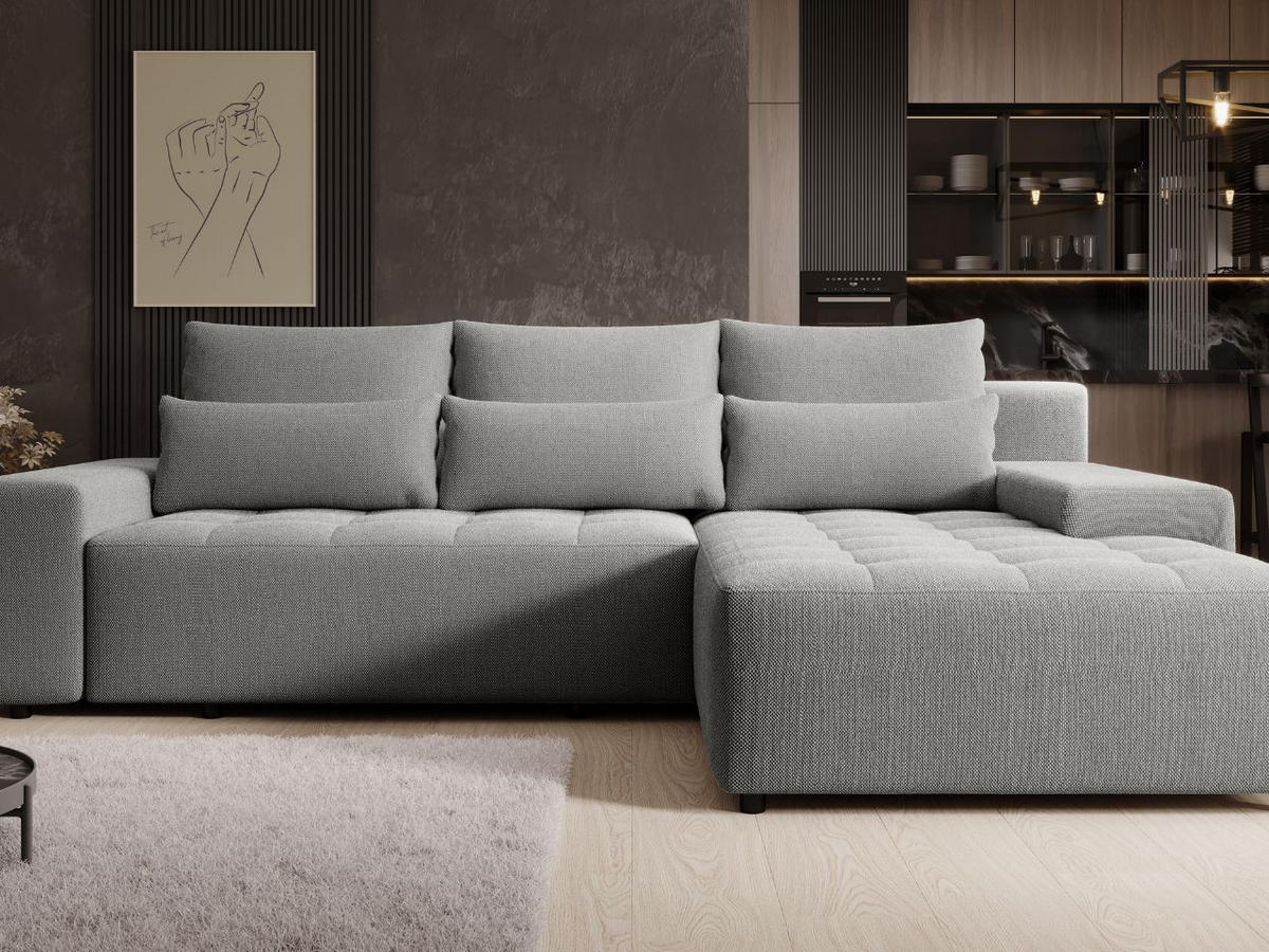 ECKSOFA Vento Grau - Schwarz/Grau, Holz/Kunststoff (280/184cm) - Graingold