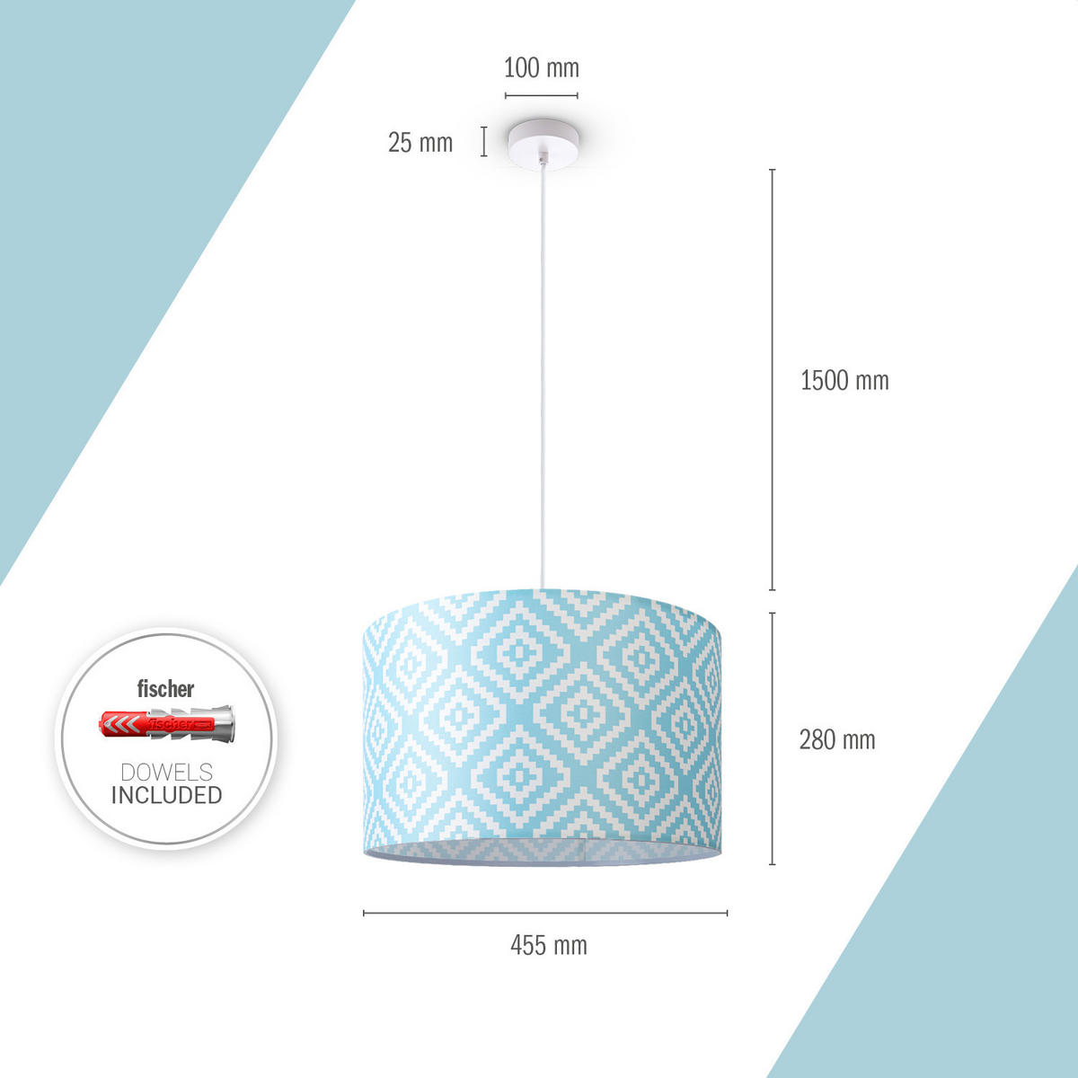 PENDELLEUCHTE Hugo Pd1 Stl 400 - Weiß, Metall (45.5/45.5/27.4cm) - Paco Home