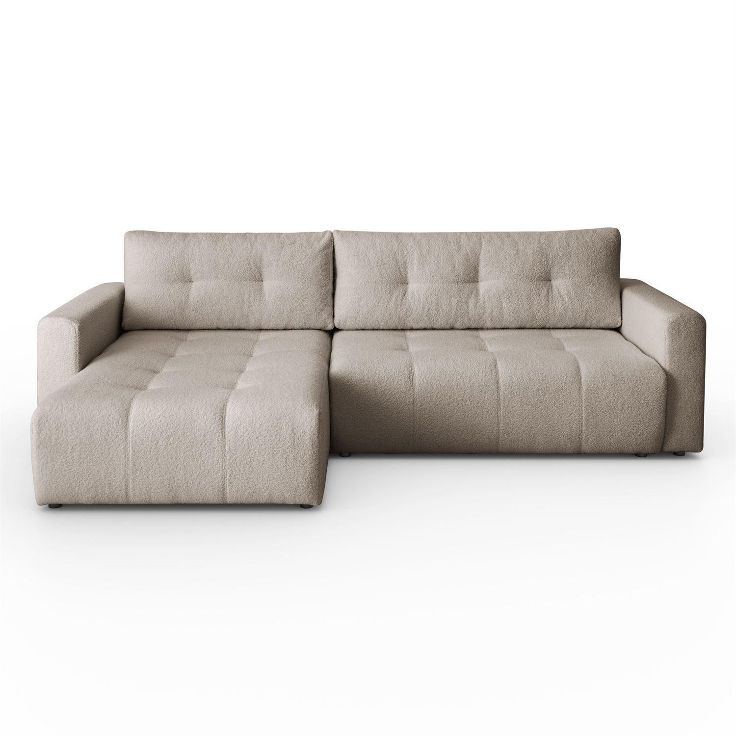 ECKSOFA ASTON mit Schlaffunktion und Bettkasten - Beige, Textil (261/143cm) - Lookway
