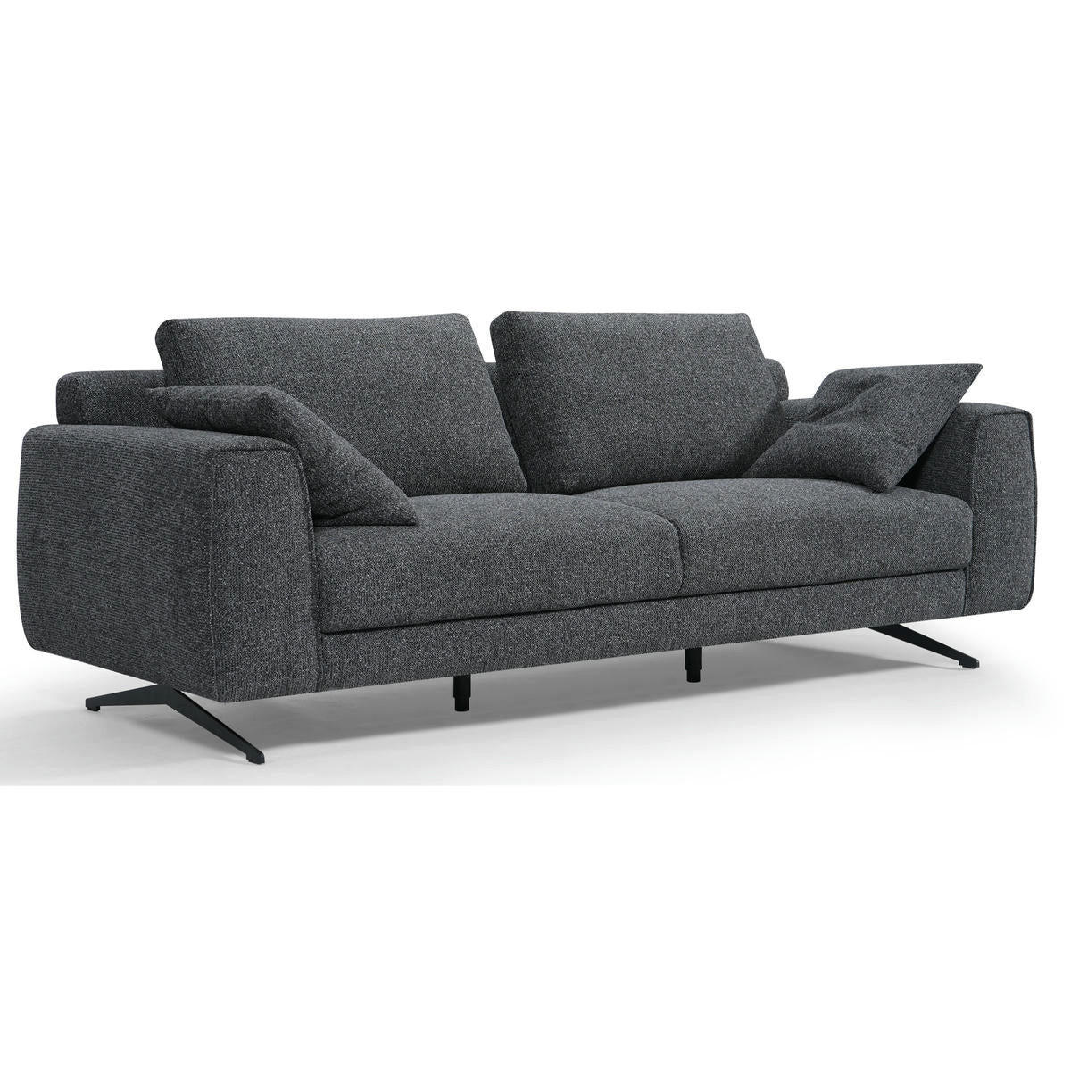 DREISITZER-SOFA Webstoff Grau - Schwarz/Grau, Textil/Metall (217/84/92cm) - Furnhouse