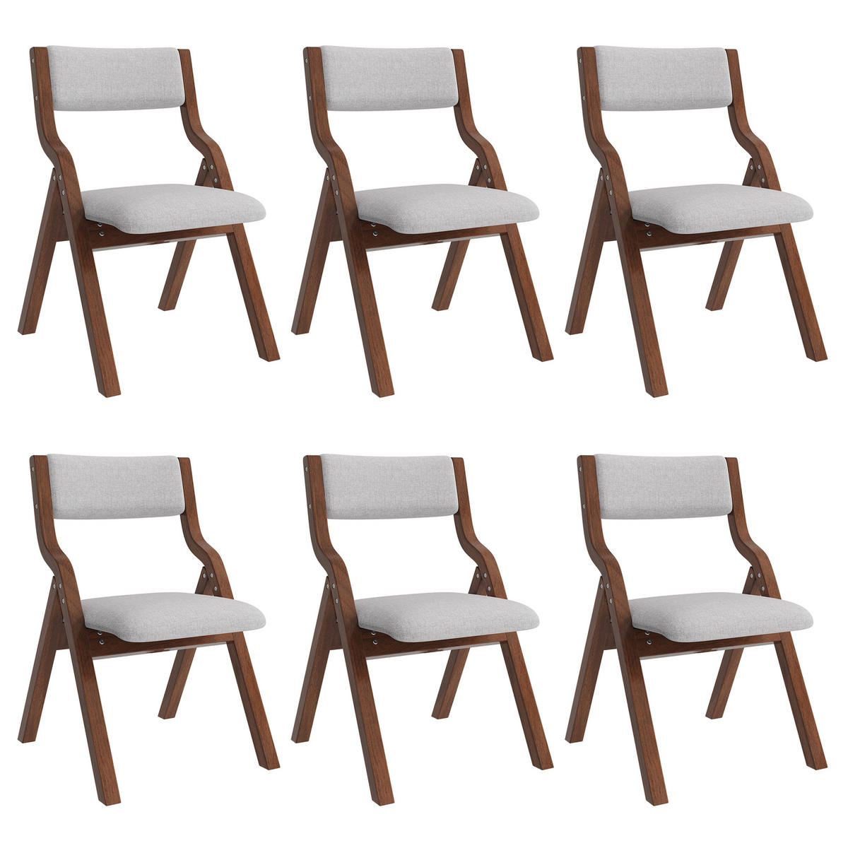 ESSZIMMERSTÜHLE 4er-Set Klappbar Massivholz Leinen Grau - Grau, Holz (55/81/49cm) - FLIEKS