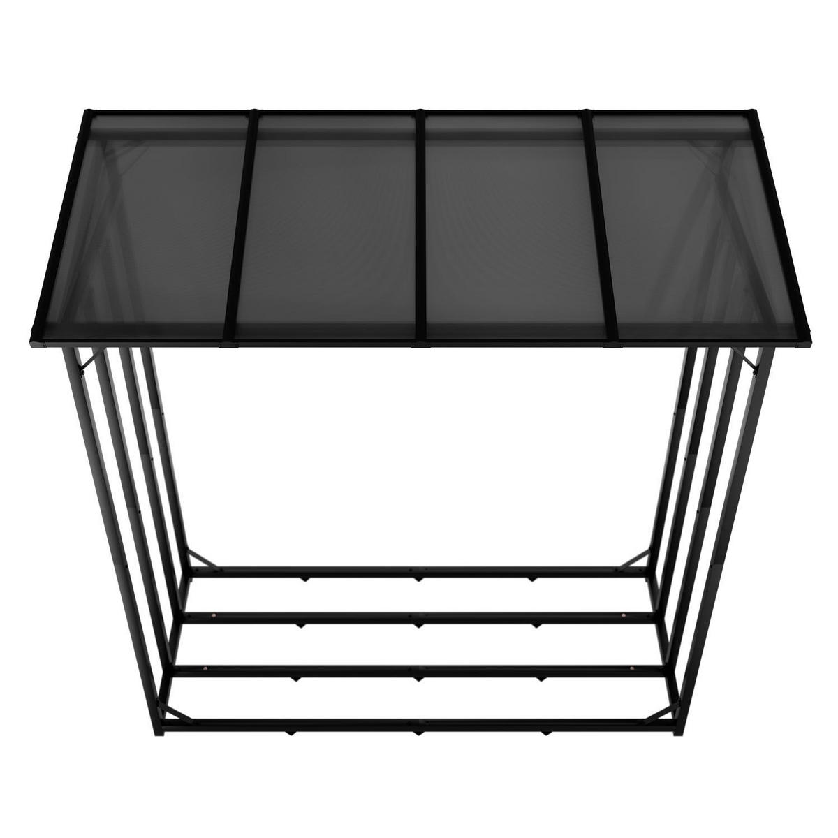 KAMINHOLZREGAL mit Dach - Schwarz, Metall (70/185/185cm) - Juskys