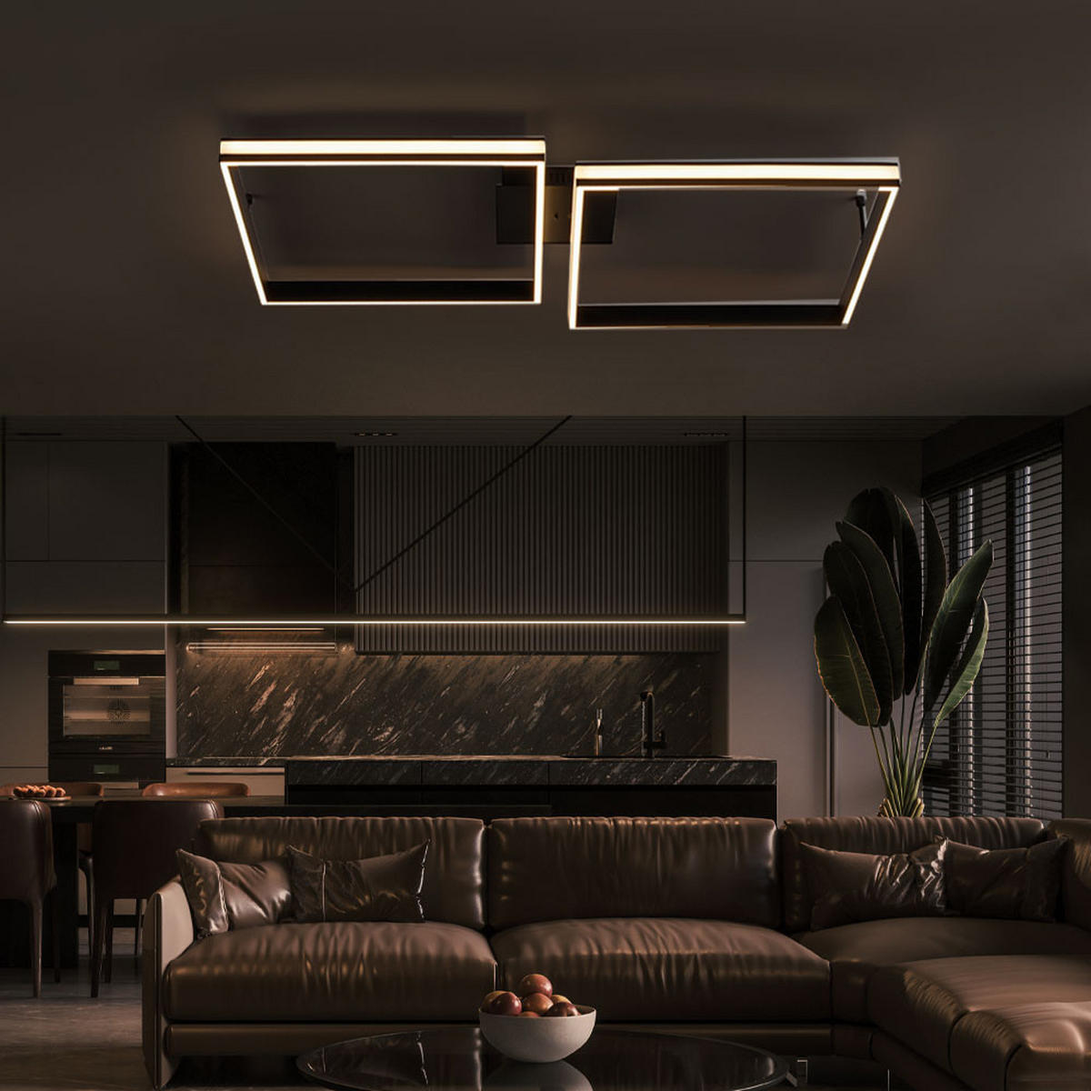 LED DECKENLEUCHTE Metall Schwarz - Schwarz, Metall (104.8/80/13.5cm)