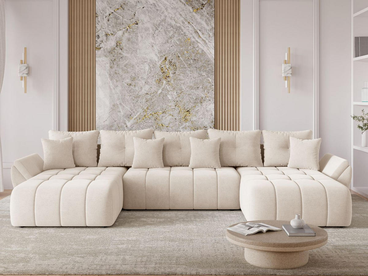 ECKSOFA Decor U Beige - Beige, Holz/Textil (382/192cm) - Graingold