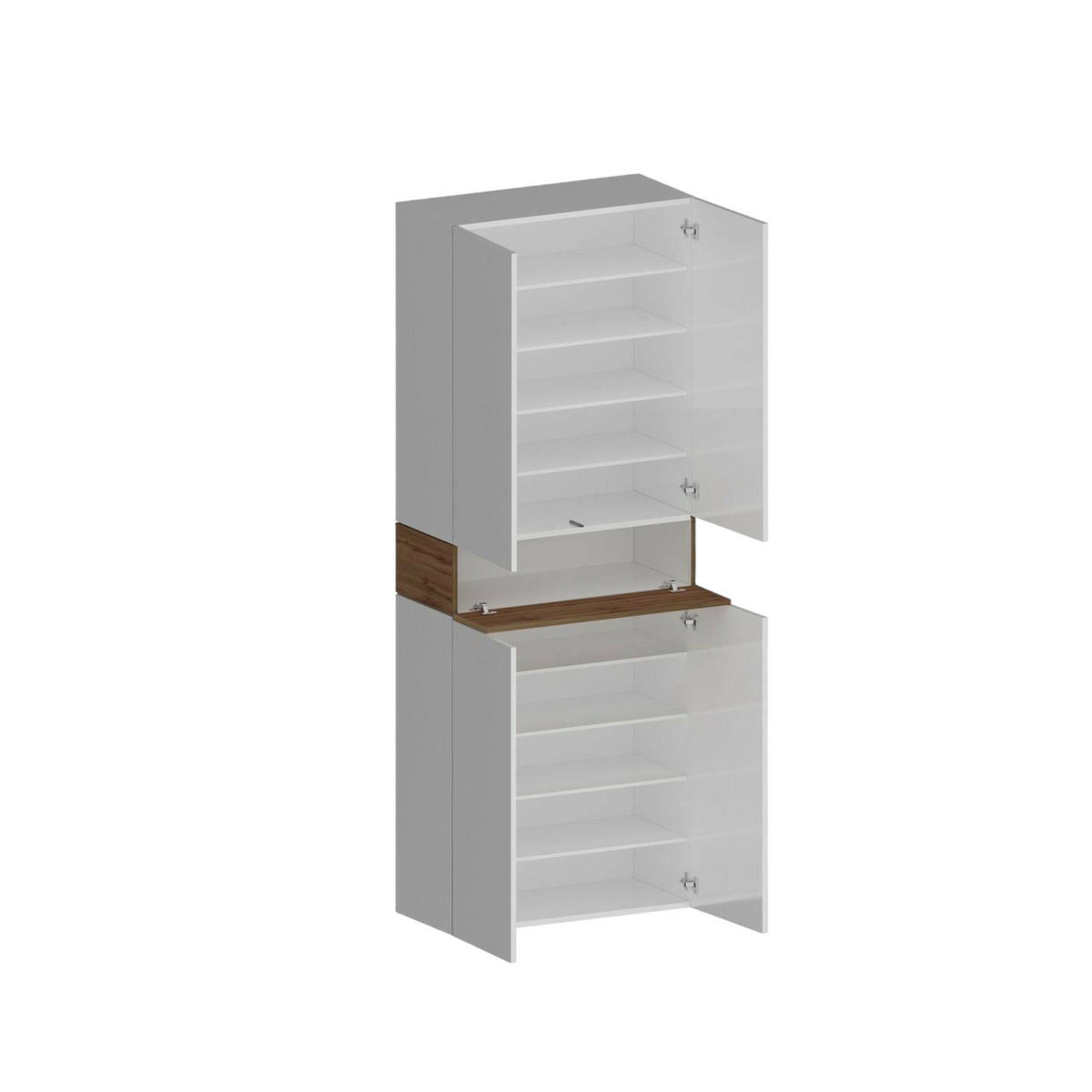 SCHUHSCHRANK Glänzendes Weiß, Eiche 38/76/200 cm - Weiß, Holzwerkstoff (76/200/38cm) - DMORA