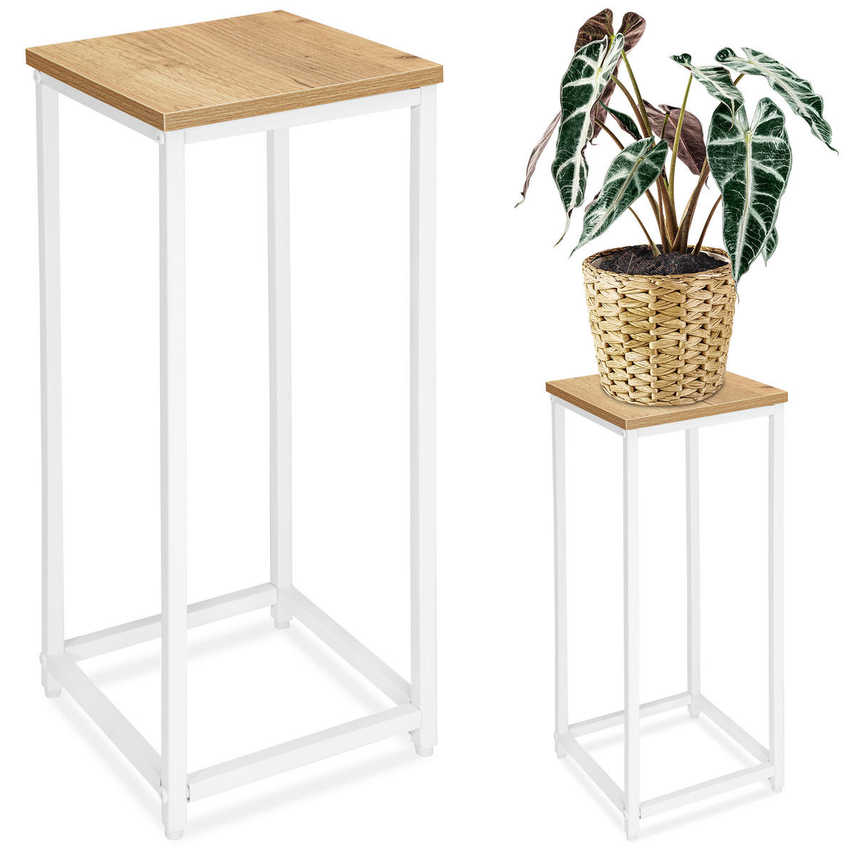 BLUMENSTÄNDER - Eichefarben, Holzwerkstoff/Metall (24/24/63cm) - Mat-Haus