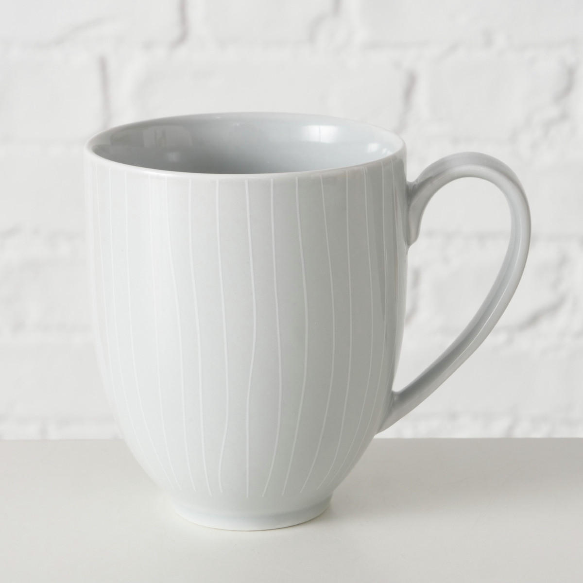 BECHER Bergen Grau 380 ml 8,9/8,9/10,5 cm - Grau, Keramik (0.38L) - Boltze Home