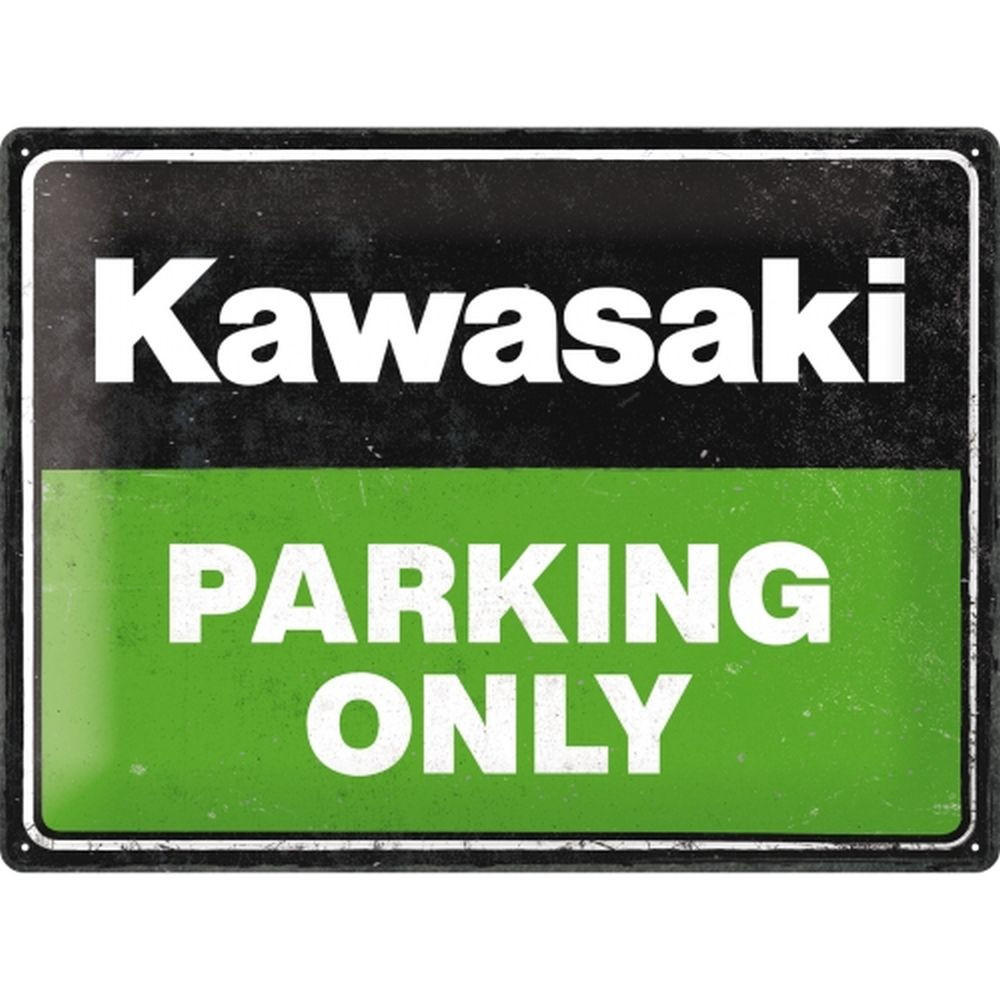 BLECHSCHILD 30/40 cm Kawasaki Parking Only Green - Multicolor, Metall (40/30/0.2cm) - Nostalgic-Art