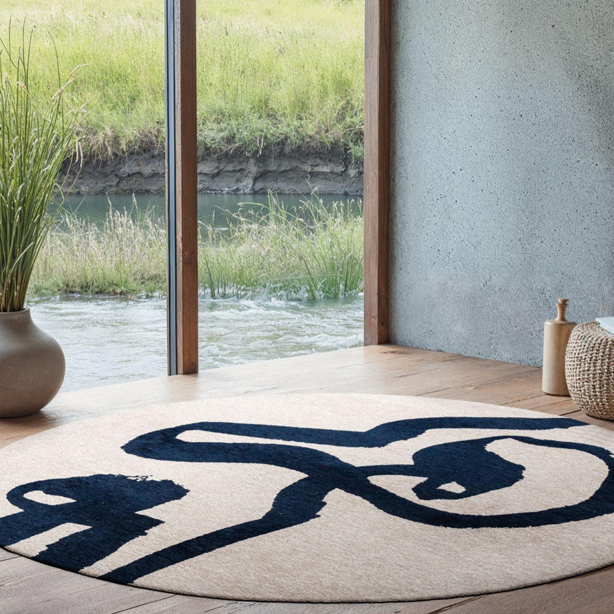 TEPPICH Sea Ink Craft Ribbon 240/240 cm - Blau, Textil (240/240cm) - Louis De Poortere