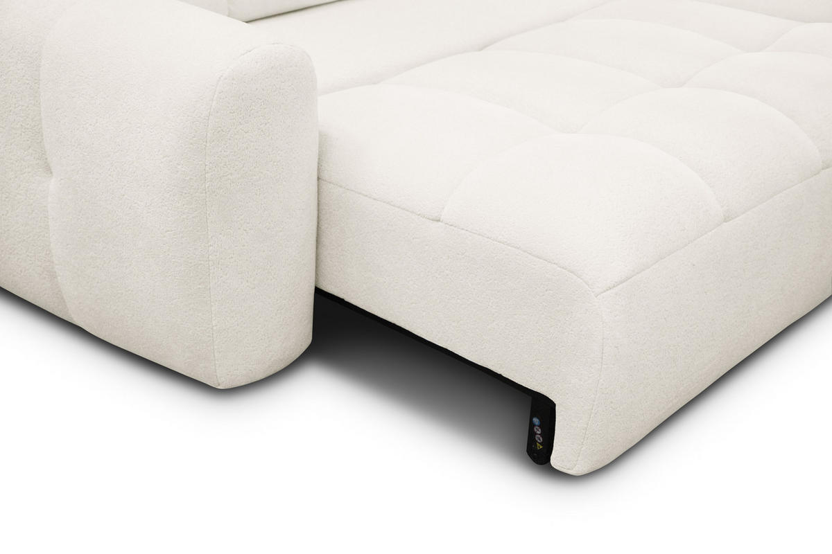 ECKSOFA LUMERO 4-Sitzer RECHTS, creme - Creme/Schwarz, Holz/Textil (275/166cm) - Courtois Laville
