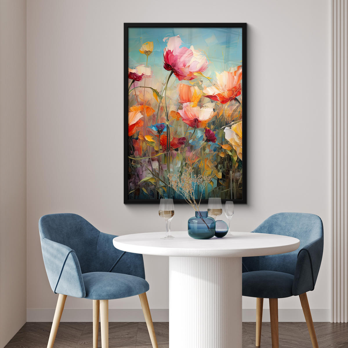 POSTER MIT RAHMENGERAHMTES BILD Blumen - Aquarell - Kunst - Botanisch - Natur 60x90 cm - Orange, Papier (60/90cm) - MuchoWow