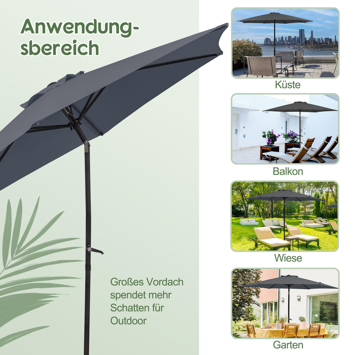 AMPELSCHIRM aus Stahl 294x294x250 cm in Beige mit Kurbel & Neigefunktion - Beige, Metall (294/294cm) - Modfu