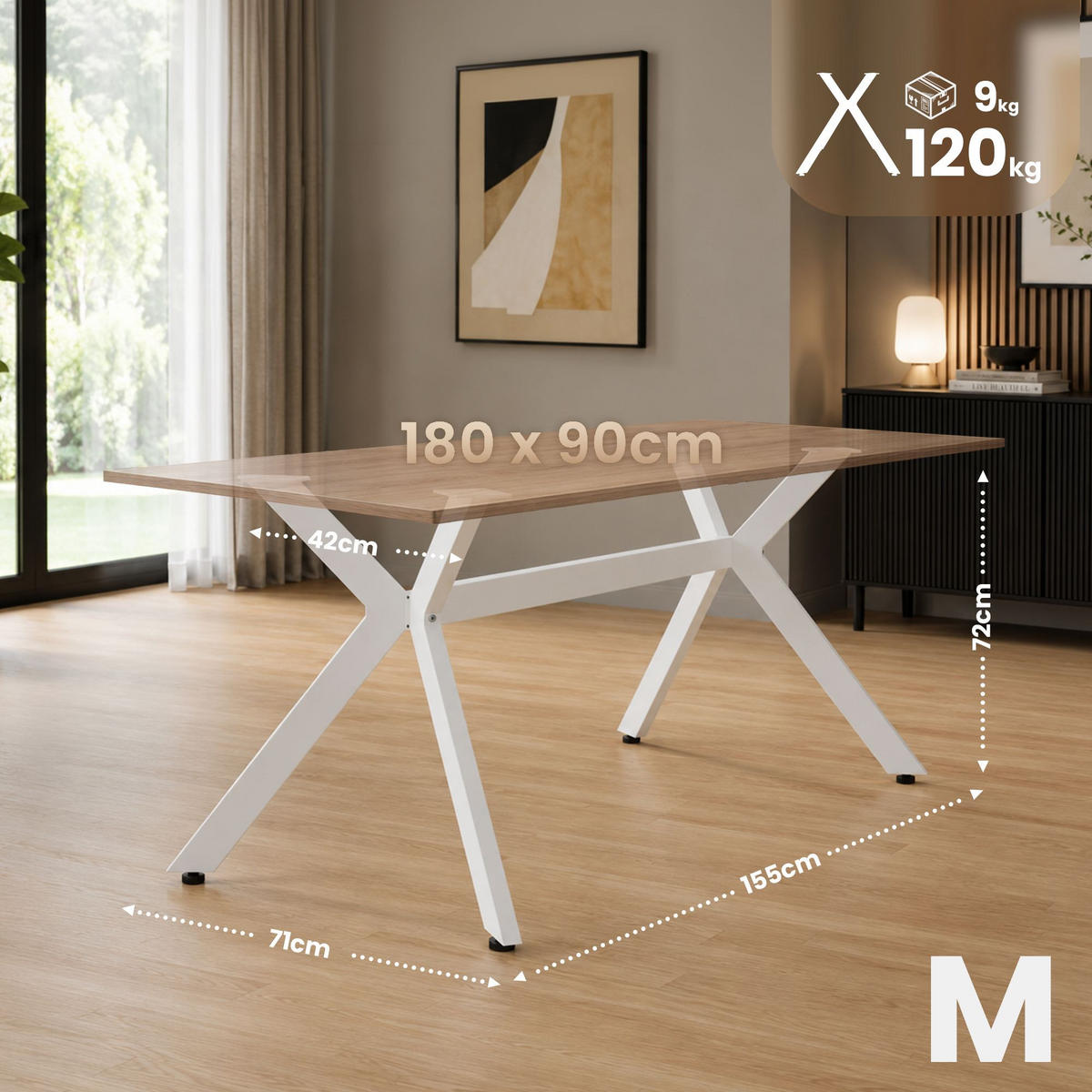 TISCHBEIN eckig 155/71/72 cm Metall Weiß - Weiß, Metall (155/72/71cm) - CLP