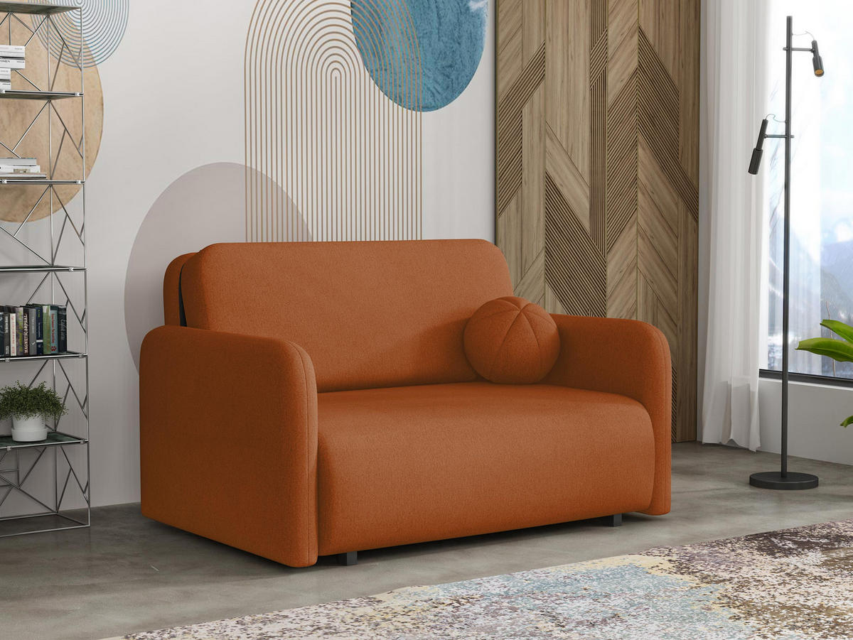 SCHLAFSOFA Viva Sun II - Schwarz/Orange, Holz/Textil (130/85/103cm) - MIRJAN24