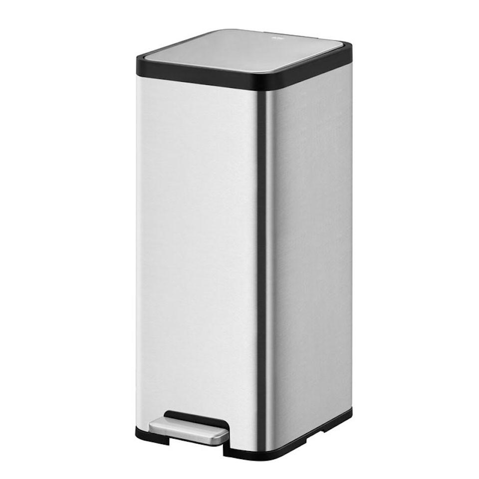 MÜLLEIMER Kompakter und Funktionaler Aus Mattgrauem Edelstahl 30 Liter 66,5 x 32,1 x 37,3 cm Silber - Silberfarben, Metall (32.1/66.5/37.3cm) - PROREGAL
