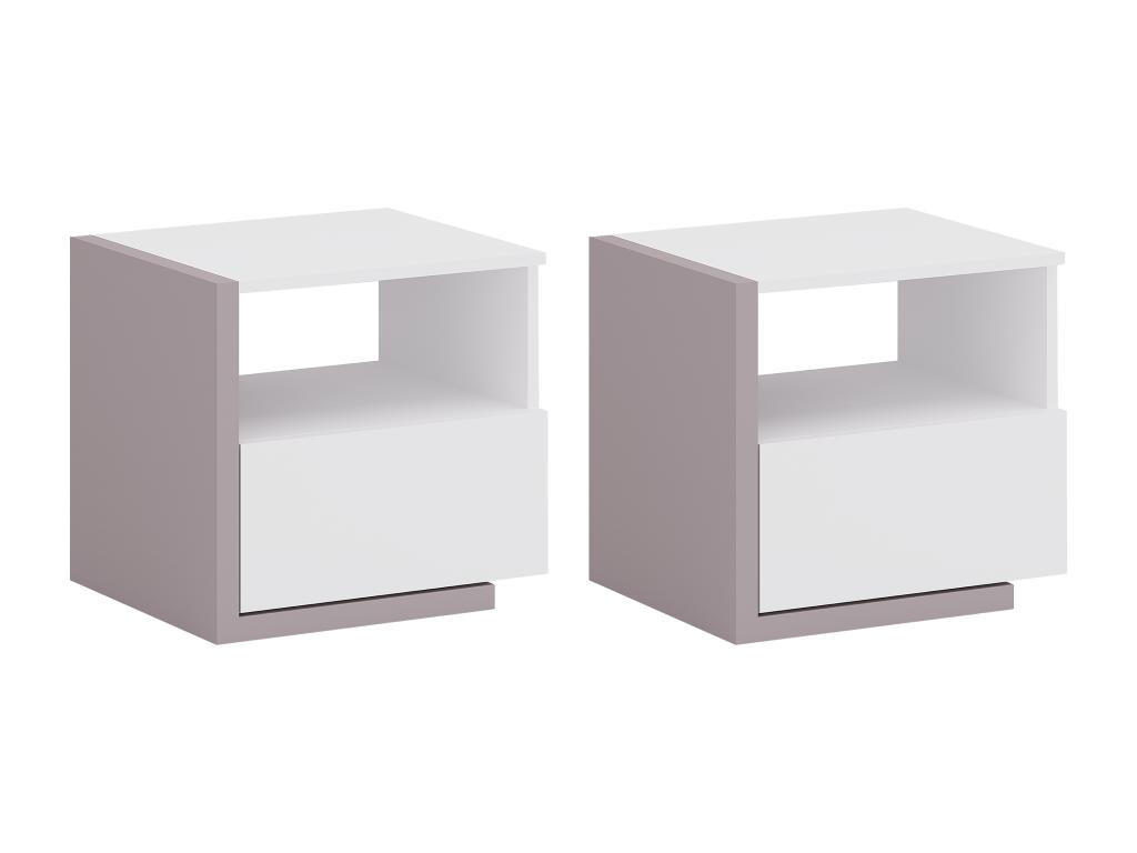 2ER-SET Nachttische skandinavisch mit 1 Schublade & 1 Ablage - Weiß & Taupe - NAPOLI II - Braun, Holz (39/43/46.4cm) - Vente-Unique