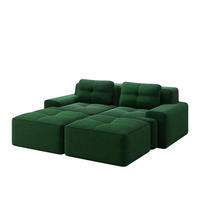 2-SITZER SOFA Cord Grün mit Ottoman - Grün, Textil (204/69/177cm) - WISHDOR