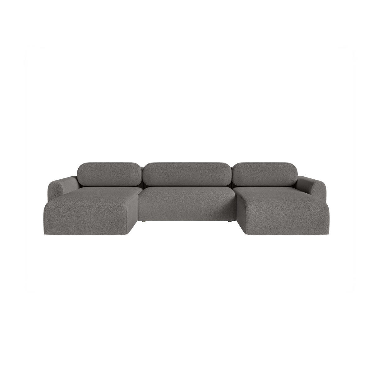 WOHNLANDSCHAFT Lome U mit Schlaffunktion, Graphit - Graphitfarben, Textil (386/70/185cm) - Fedve