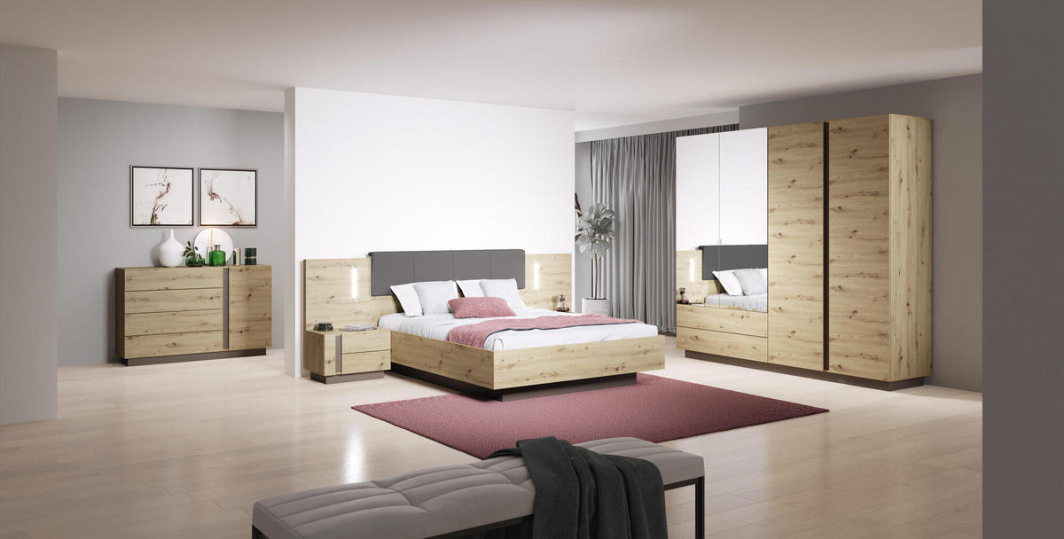 NACHTTISCH ARCADE Graphit 60x46x102 cm - Graphitfarben, Holzwerkstoff (60/102/46cm) - FURNLUX