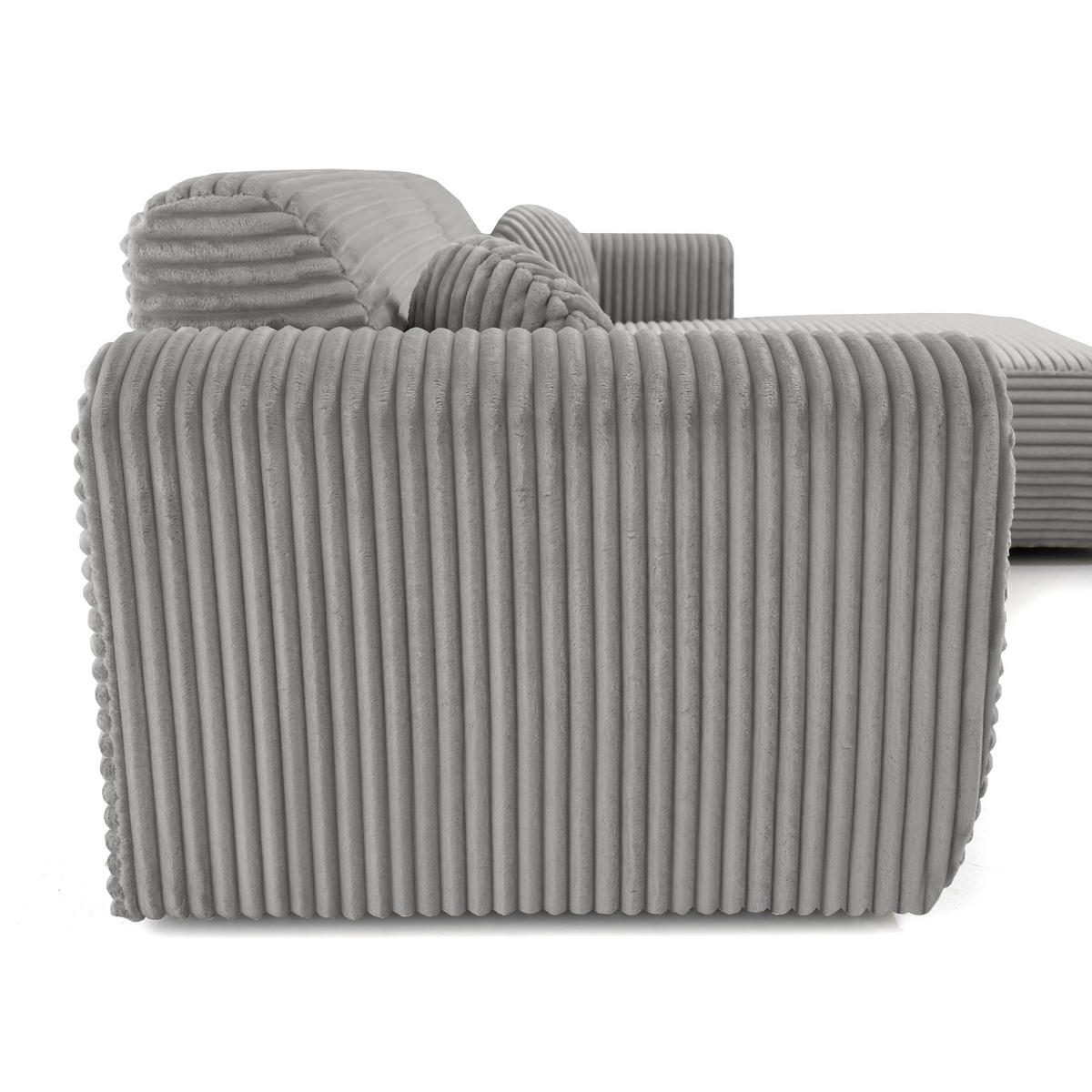 ECKSOFA Puerto, ohne Schlaffunktion, Hellgrau, rechts - Schwarz/Grau, Textil (269/170cm) - Beautysofa