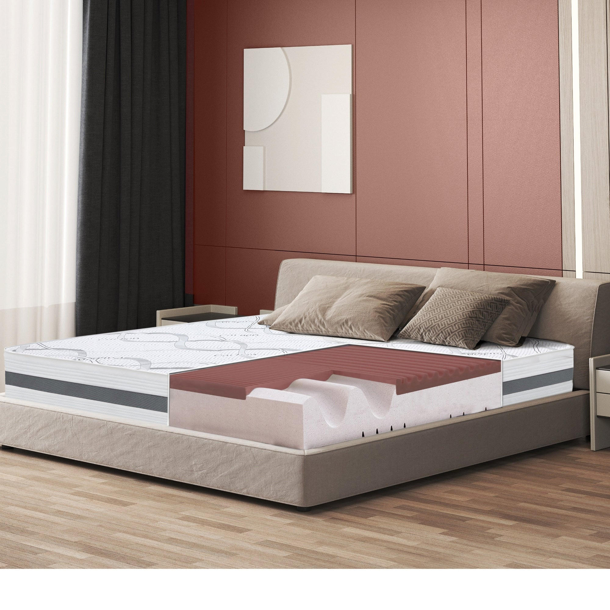 MATRATZE Memory Foam 100x200 cm Höhe 27 cm, Hypoallergener und Atmungsaktiver Bezug - Weiß, Textil (100/200cm) - The White Stone