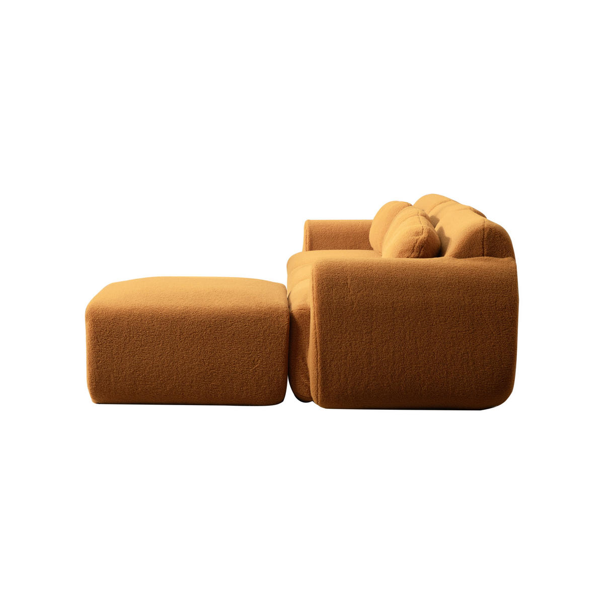 ECKSOFA 271/177/71 cm Karamell Chenille mit Fußhocker - Cognac, Textil (271/177cm) - Oxeza