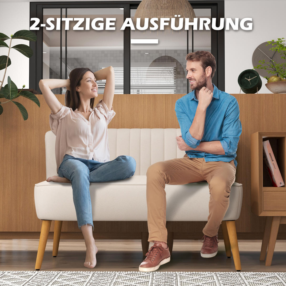 2-SITZER Sofa Creme 117.0/56.5/77.0 cm - Creme, Textil (56.5/77/117cm)