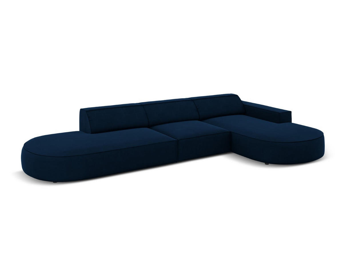 ECKSOFA rechts Jodie aus Samt königsblau 4 Sitzplätze - Blau, Textil (166/342cm) - Micadoni