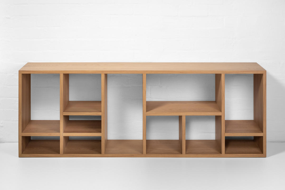 BÜCHERREGAL Bergen, Natur Eichenfurnier - Beige, Holz (90/200/35cm) - WOODEK